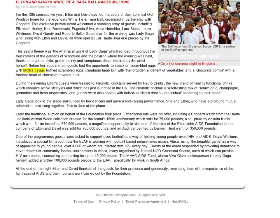 ELTON AND DAVID'S WHITE TIE & TIARA BALL